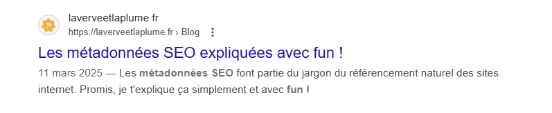 aperçu d'un title et d'une métadescription dans la serp de Google